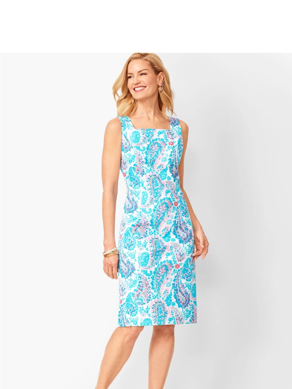Talbots Turquoise and Pink Sheath Dress